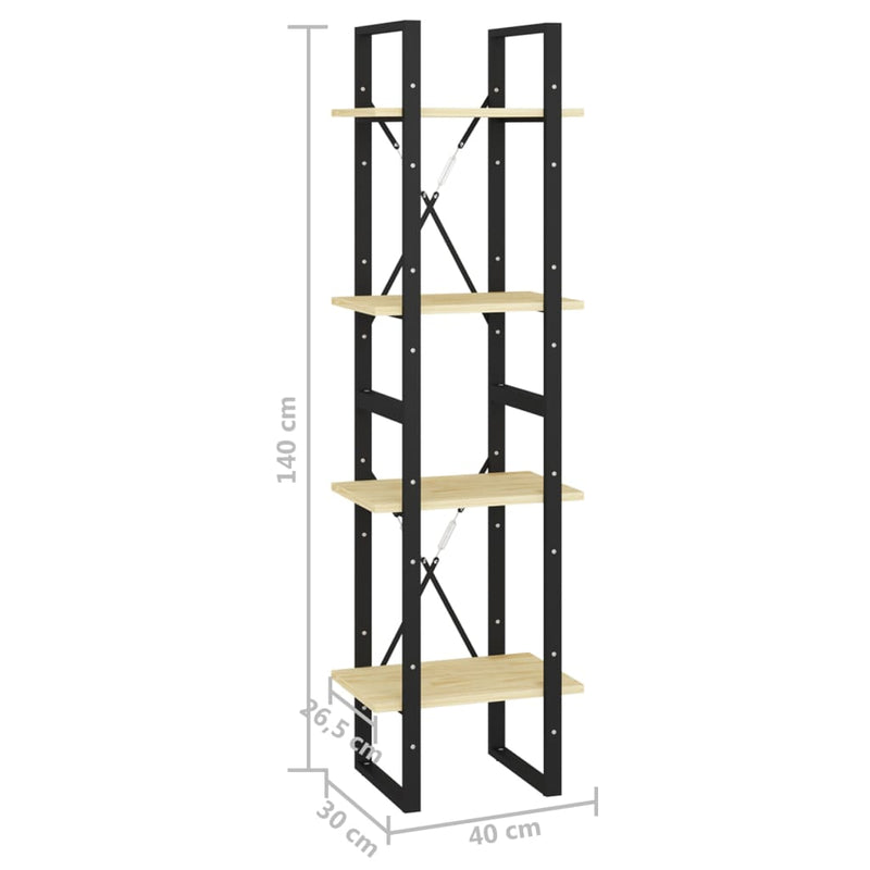 4-Tier Book Cabinet 40x30x140 cm Solid Pine Wood