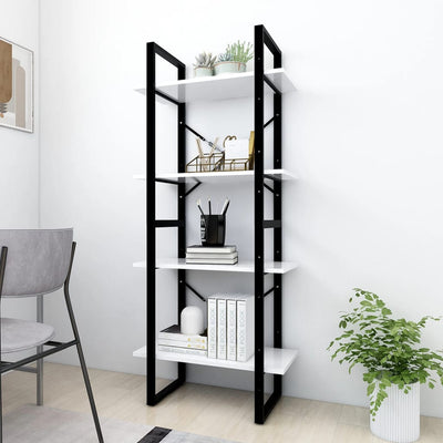 4-Tier Book Cabinet White 60x30x140 cm Engineered Wood