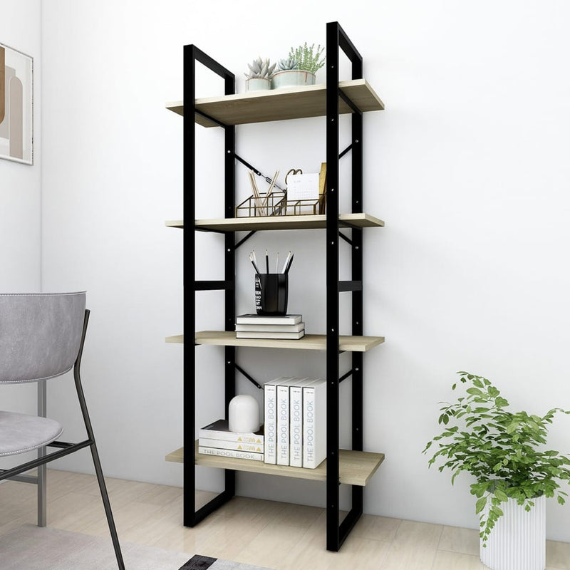 4-Tier Book Cabinet Sonoma Oak 60x30x140 cm Engineered Wood