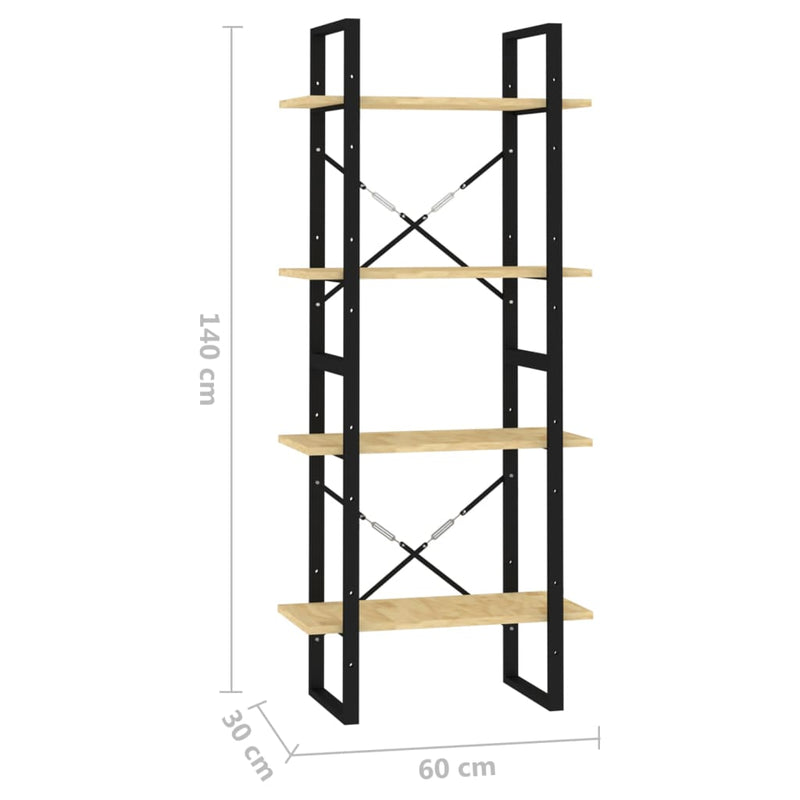 4-Tier Book Cabinet 60x30x140 cm Solid Pine Wood