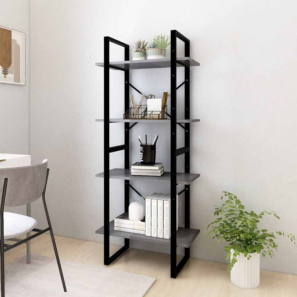 vidaXL Book Cabinet | Grey | Solid pine wood, metal | Medium | Book Cabinet 3