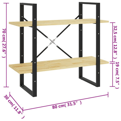 Librería de 2 niveles 80x30x70 cm Madera de pino macizo