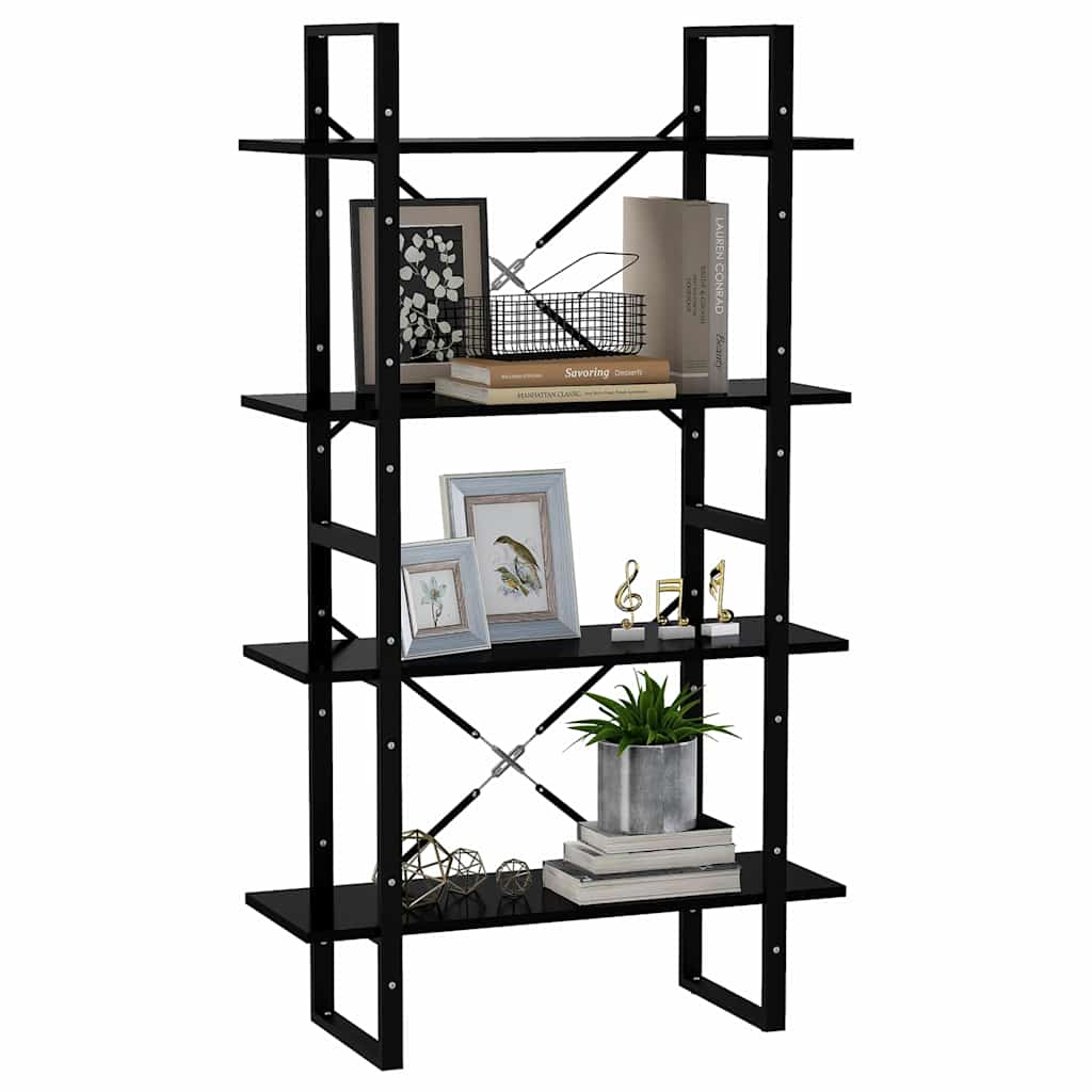 vidaXL 4-Tier Book Cabinet Black 80x30x140 cm Engineered Wood 4