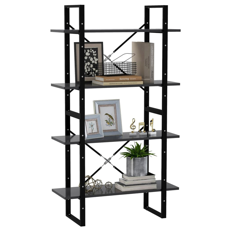 4-Tier Book Cabinet Grey 80x30x140 cm Engineered Wood