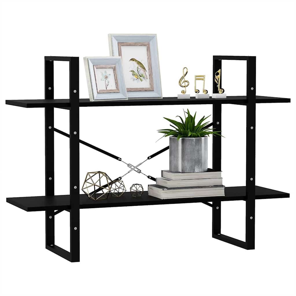 vidaXL 2-Tier Book Cabinet Black 100x30x70 cm Solid Pine Wood 4