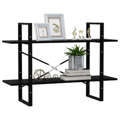 vidaXL 2-Tier Book Cabinet Black 100x30x70 cm Solid Pine Wood 4