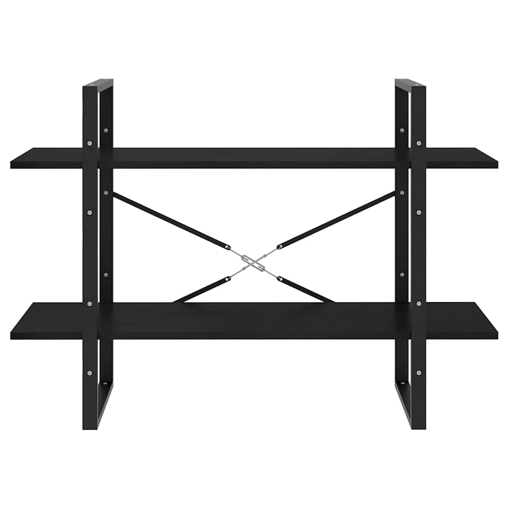 vidaXL 2-Tier Book Cabinet Black 100x30x70 cm Solid Pine Wood 5