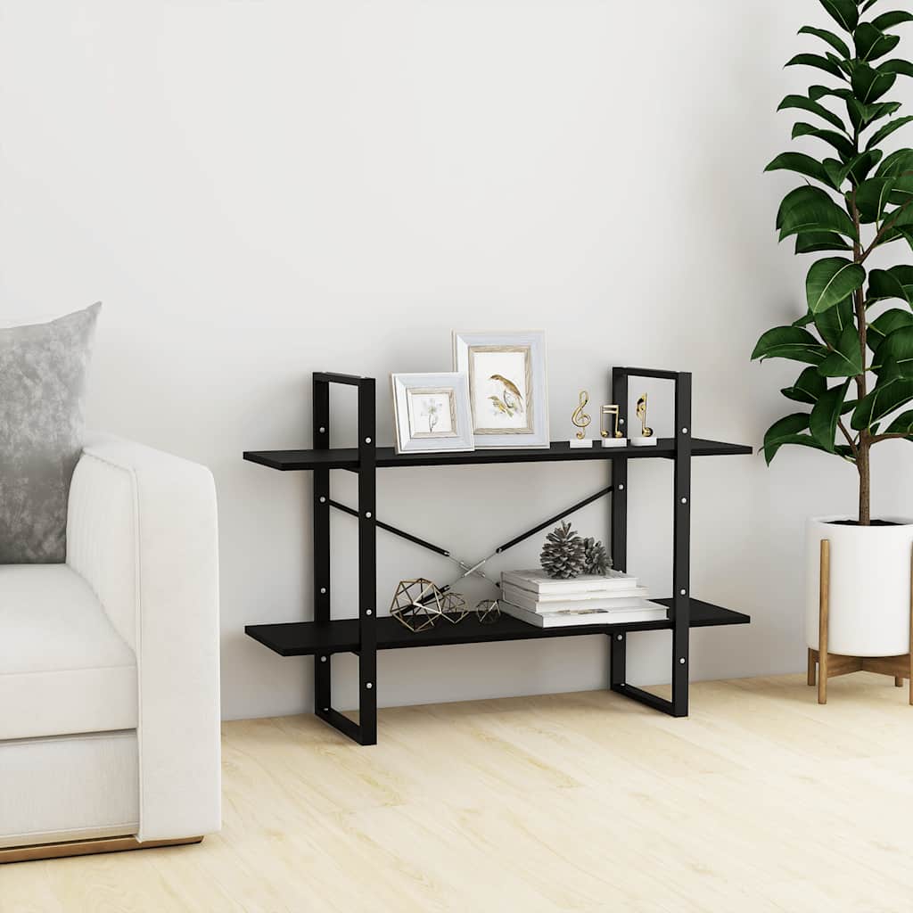 vidaXL 2-Tier Book Cabinet Black 100x30x70 cm Solid Pine Wood 1