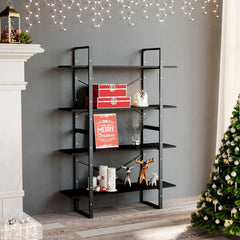 vidaXL 4-Tier Book Cabinet Black 100x30x140 cm Engineered Wood 1