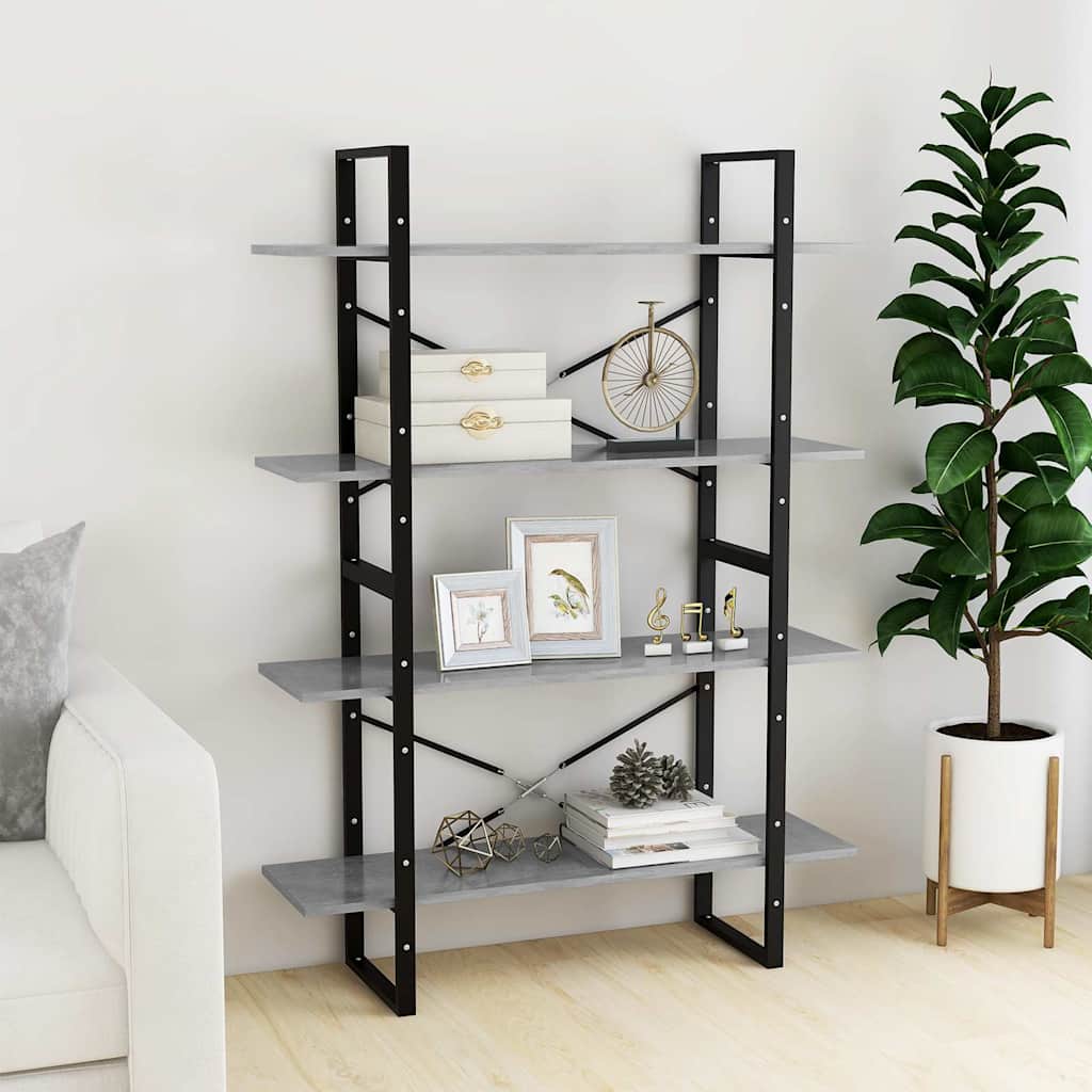 vidaXL Book Cabinet | Concrete Grey | Engineered Wood | 100x30x140 cm 3