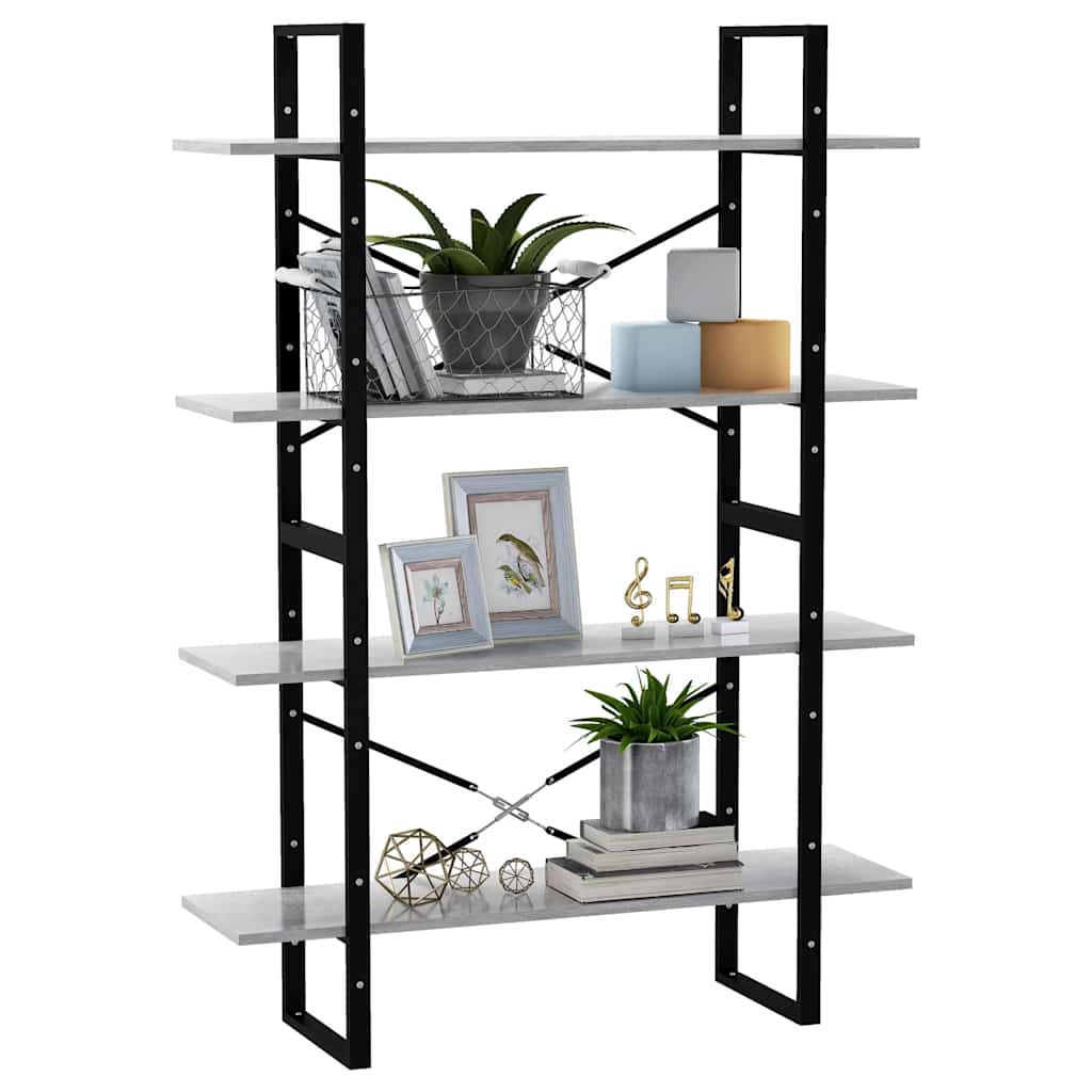 vidaXL Book Cabinet | Concrete Grey | Engineered Wood | 100x30x140 cm 4