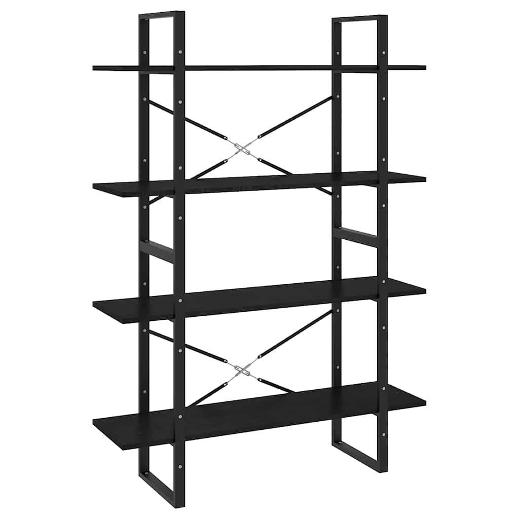 vidaXL 4-Tier Book Cabinet Black 100x30x140 cm Solid Pine Wood 2