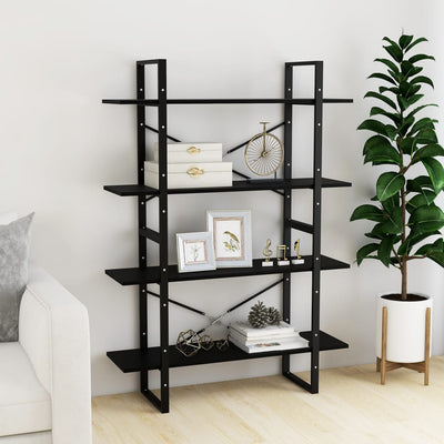 4-Tier Book Cabinet Black 100x30x140 cm Solid Pine Wood