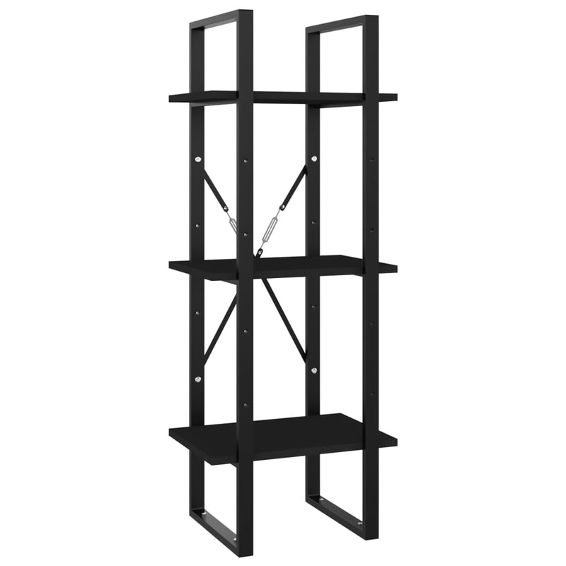 3-Tier Book Cabinet Black 40x30x105 cm Engineered Wood