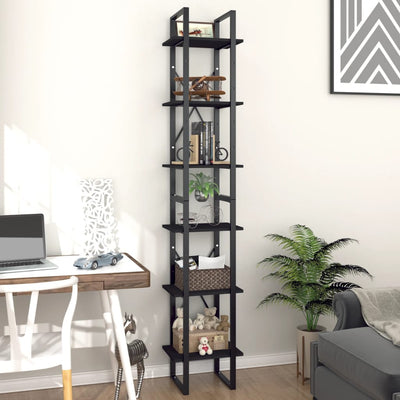 6-Tier Book Cabinet Black 40x30x210 cm Engineered Wood