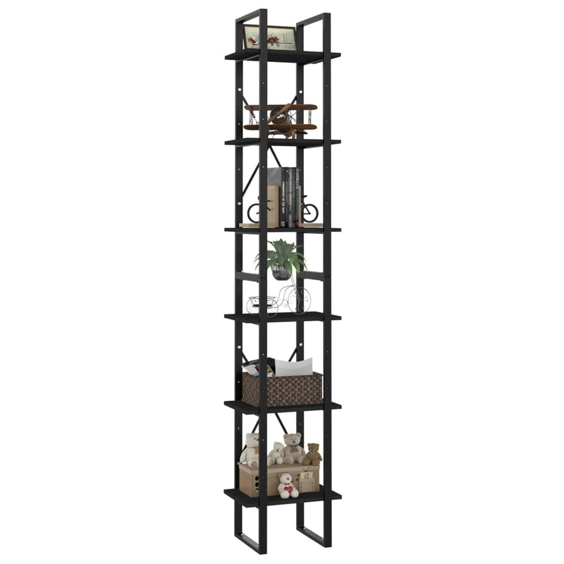 6-Tier Book Cabinet Black 40x30x210 cm Engineered Wood