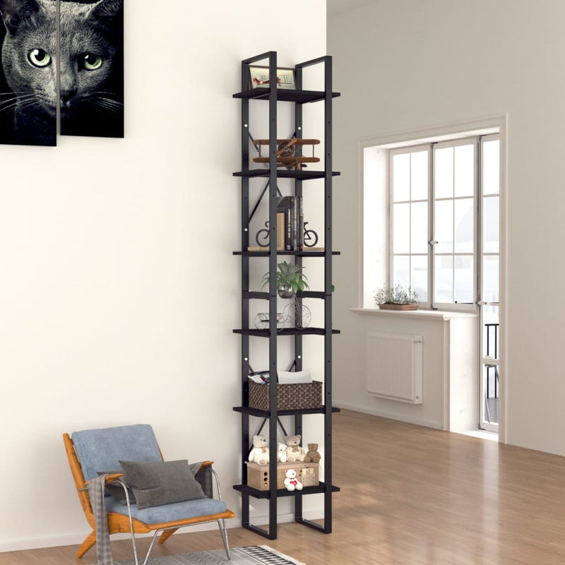 6-Tier Book Cabinet Black 40x30x210 cm Engineered Wood