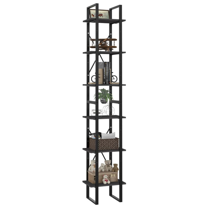 6-Tier Book Cabinet Grey 40x30x210 cm Engineered Wood