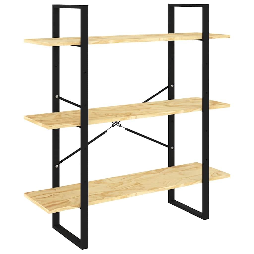 vidaXL Book Cabinet | Natural wood and black | Solid pine wood | Medium 2