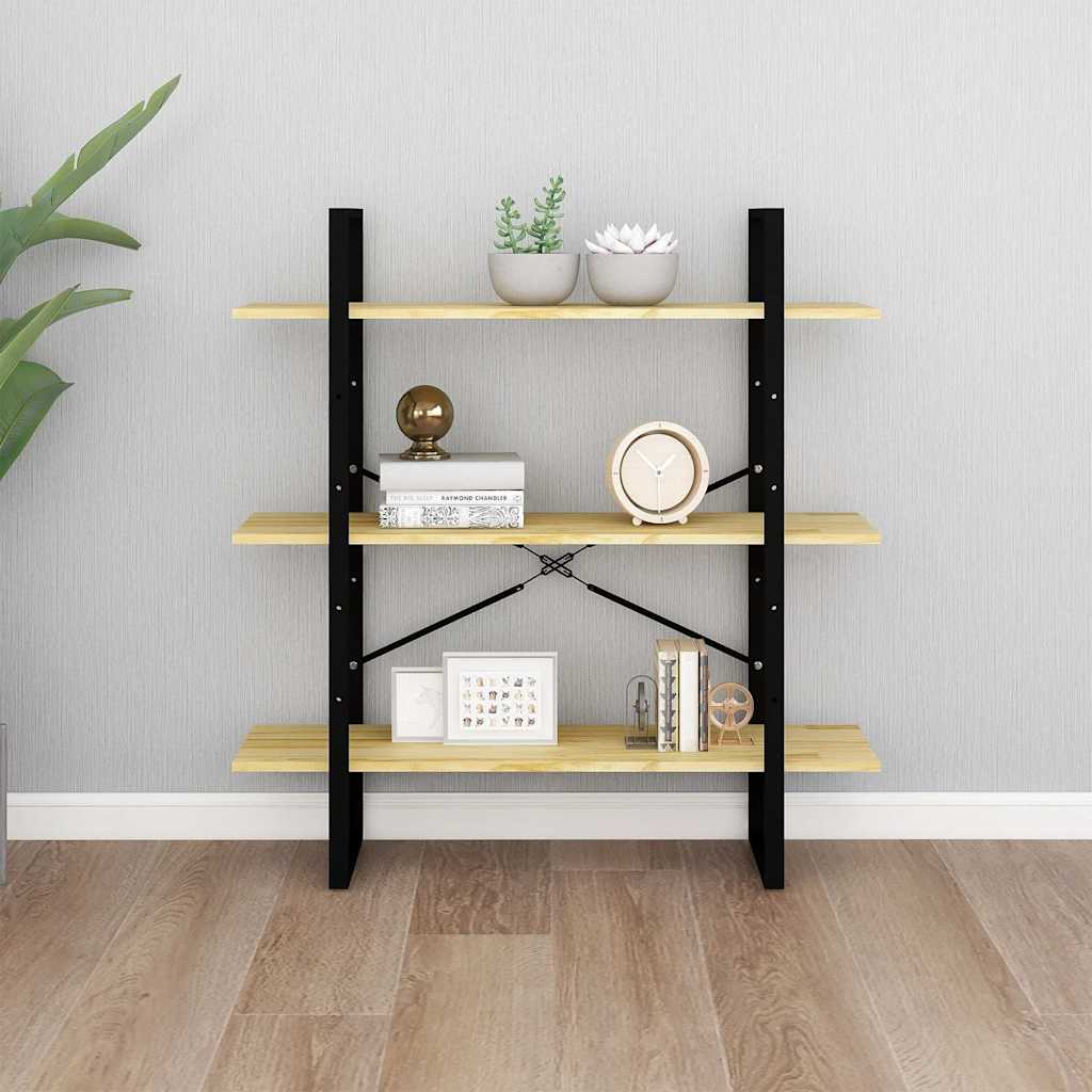 vidaXL Book Cabinet | Natural wood and black | Solid pine wood | Medium 4