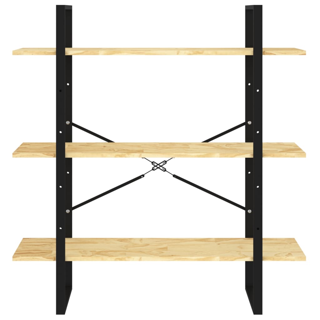 vidaXL Book Cabinet | Natural wood and black | Solid pine wood | Medium 5