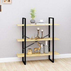 vidaXL Book Cabinet | Natural wood and black | Solid pine wood | Medium 1