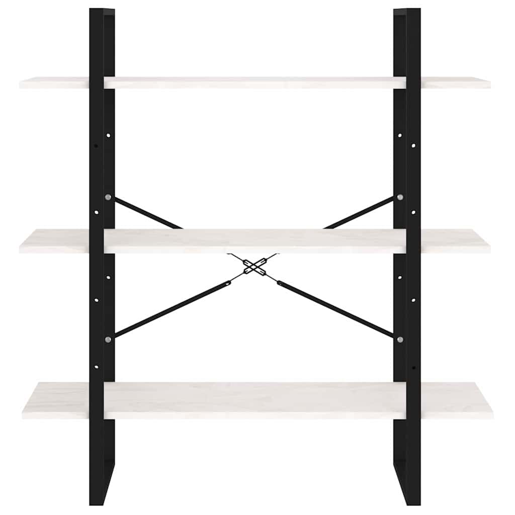 vidaXL Book Cabinet | White | Solid pine wood, metal | 3-Tier | Book Cabinet 5