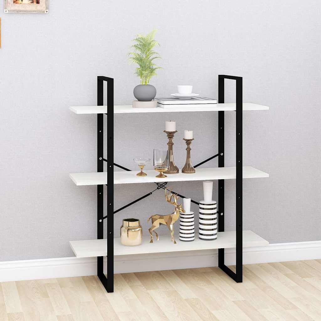 vidaXL Book Cabinet | White | Solid pine wood, metal | 3-Tier | Book Cabinet 1