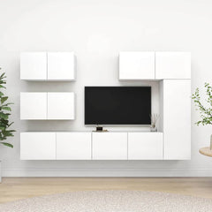 vidaXL 6 Piece TV Cabinet Set White Engineered Wood 1