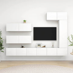 vidaXL 7 Piece TV Cabinet Set White Engineered Wood 1