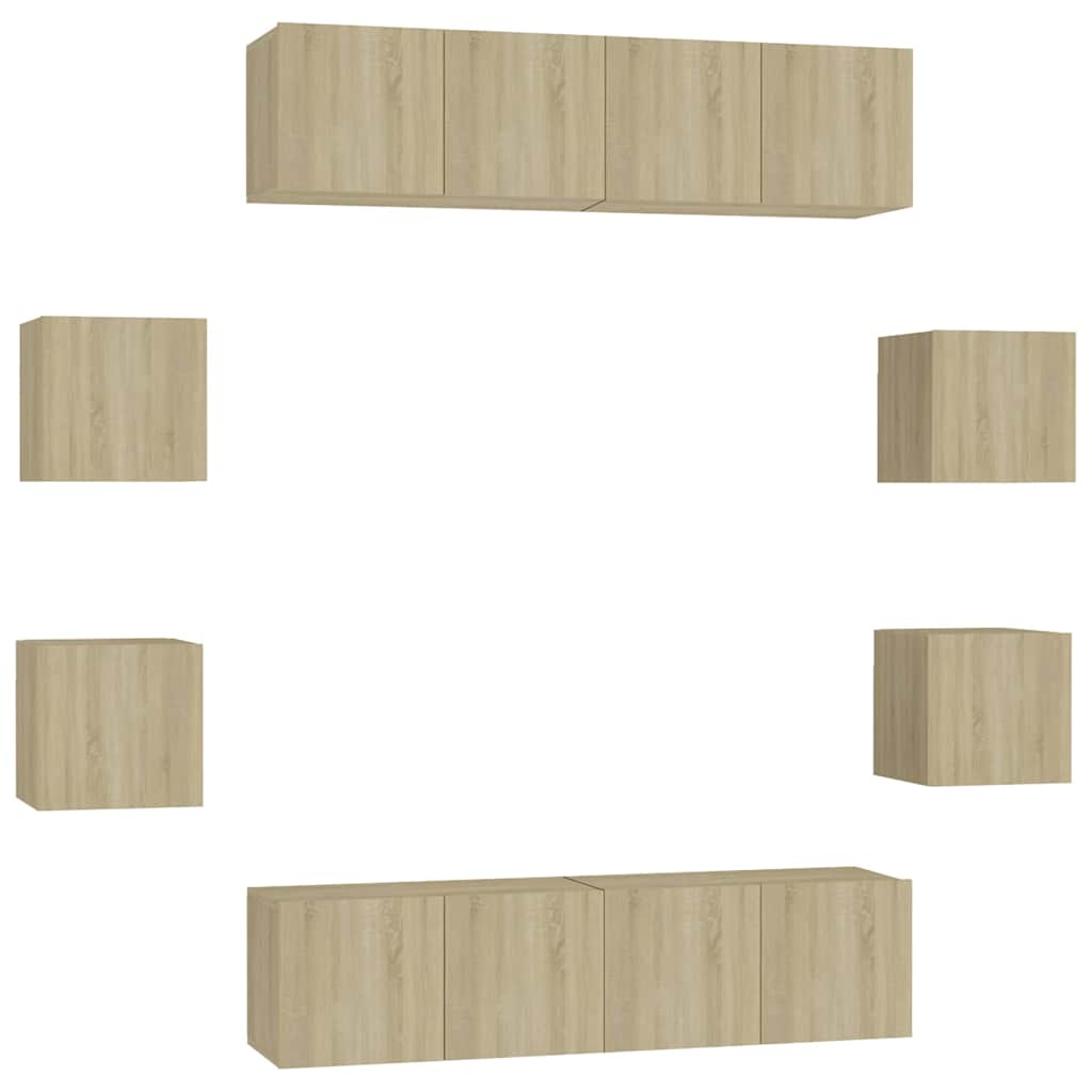 8 Piece TV Cabinet Set Engineered Wood Width 120 cm Sonoma oak