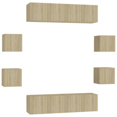 8 Piece TV Cabinet Set Engineered Wood Width 120 cm Sonoma oak