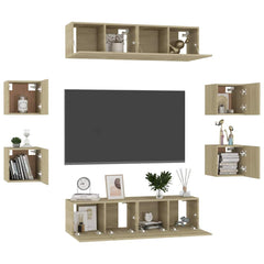 8 Piece TV Cabinet Set Engineered Wood Width 120 cm Sonoma oak