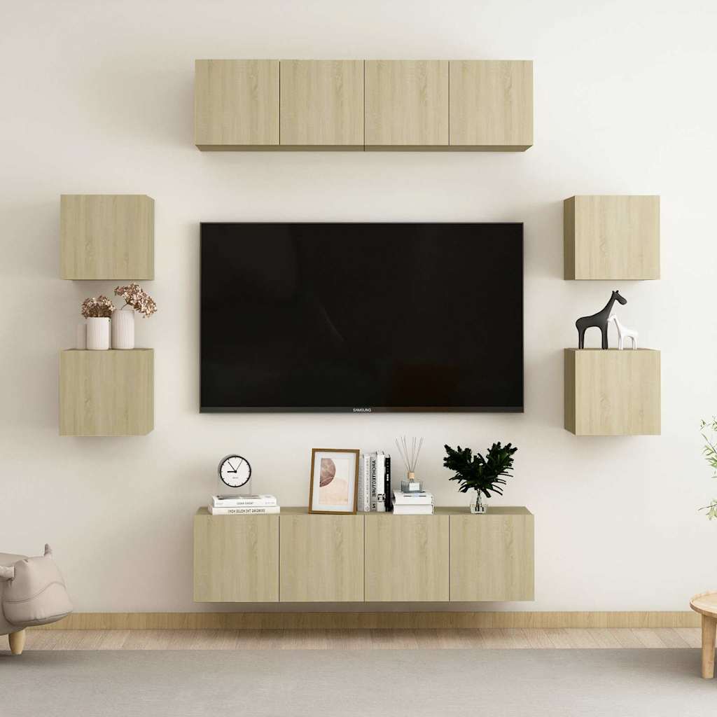 8 Piece TV Cabinet Set Engineered Wood Width 120 cm Sonoma oak