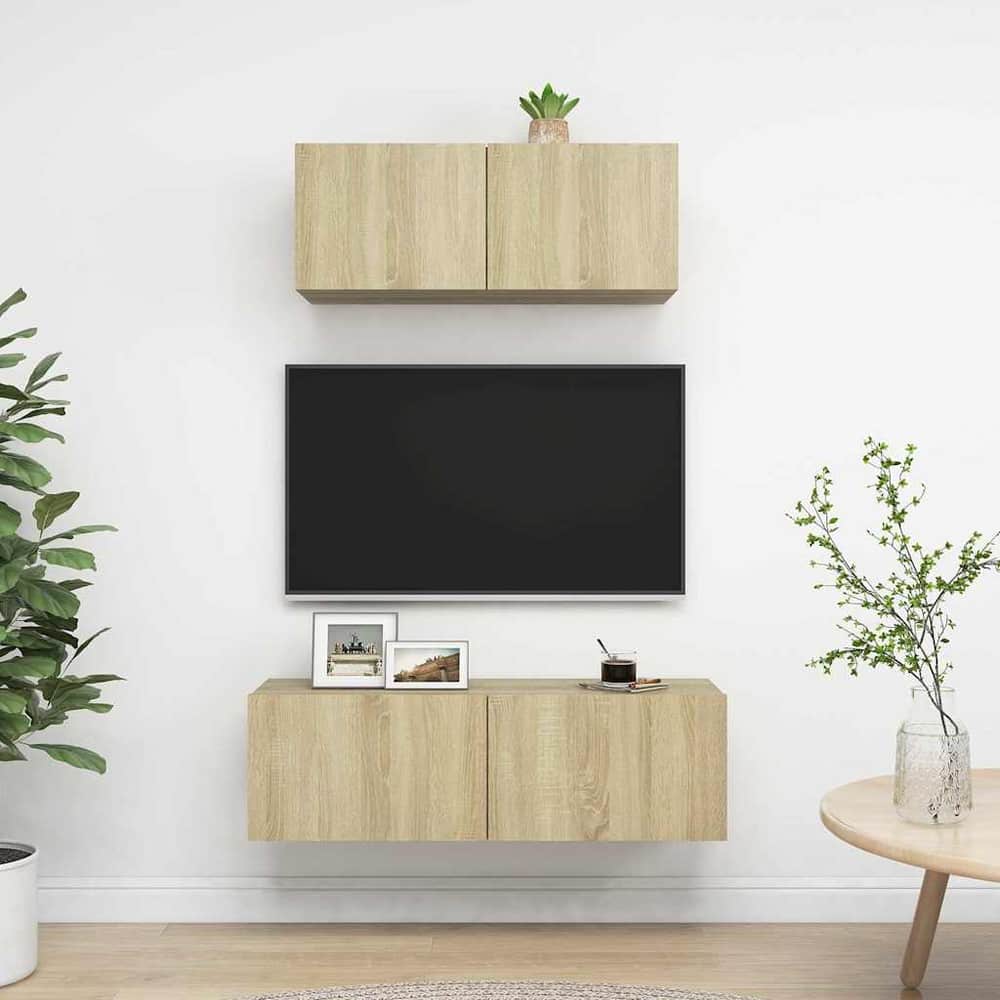 2 Piece TV Cabinet Set Engineered Wood Width 80/100 cm Sonoma oak