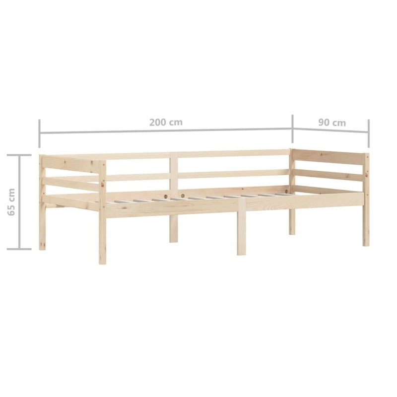 Bed Frame Solid Pinewood 90x200 cm