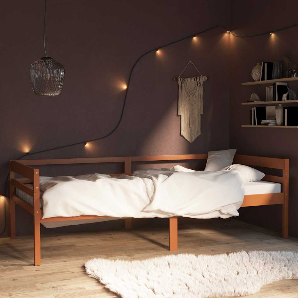 vidaXL Bed Frame without Mattress Honey Brown Solid Pinewood 90x200 cm 1