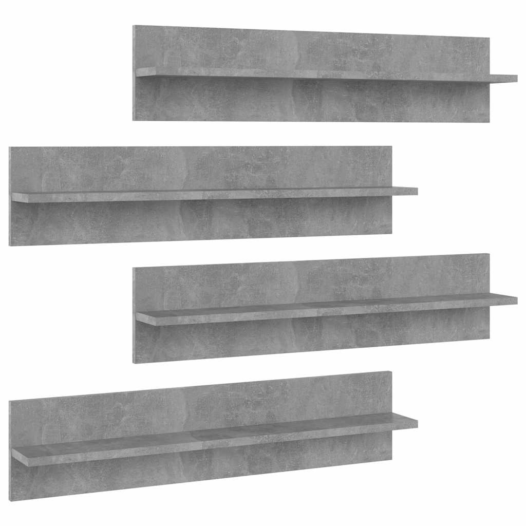vidaXL Wall Shelf 4 pcs Concrete Grey 80x11.5x18 cm Engineered Wood 2
