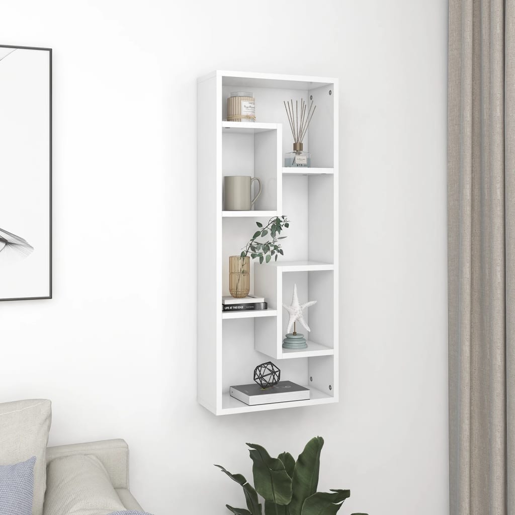 vidaXL Wall Shelf White 36x16x90 cm Engineered Wood 1