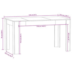 vidaXL Dining Table White 140x74.5x76 cm Engineered Wood 5