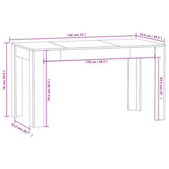 vidaXL Dining Table Concrete Grey 140x74.5x76 cm Engineered Wood 5