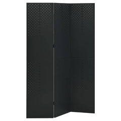 3-Panel Room Divider Steel Black 120 x 180 cm