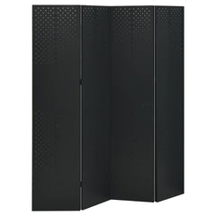 3-Panel Room Divider Steel Black 160 x 180 cm