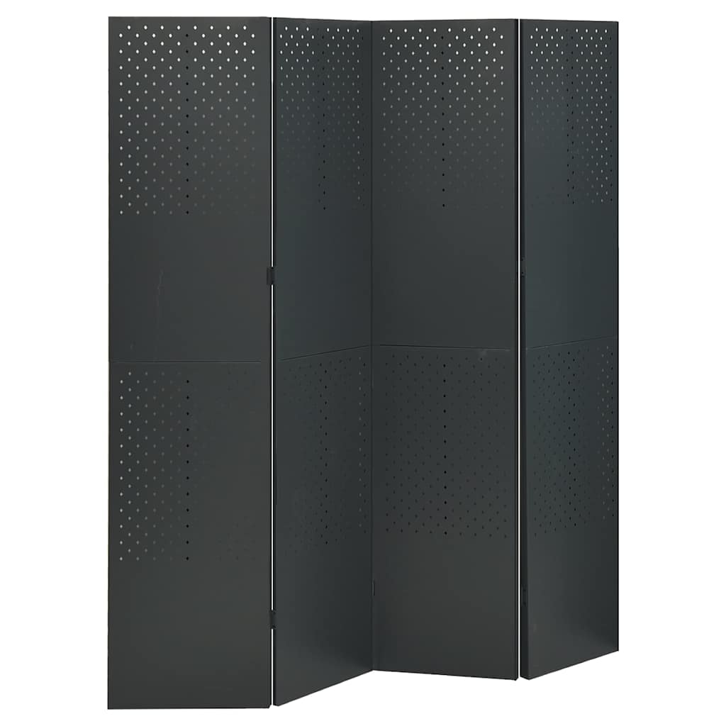3-Panel Room Divider Steel Anthracite 160 x 180 cm
