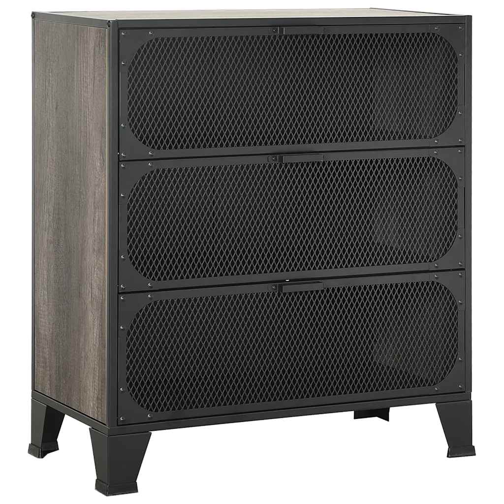 Storage Cabinet Grey Metal and MDF, image 2