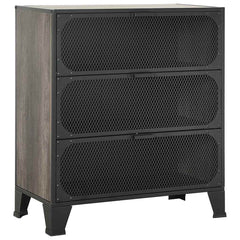 Storage Cabinet Grey Metal and MDF, image 2