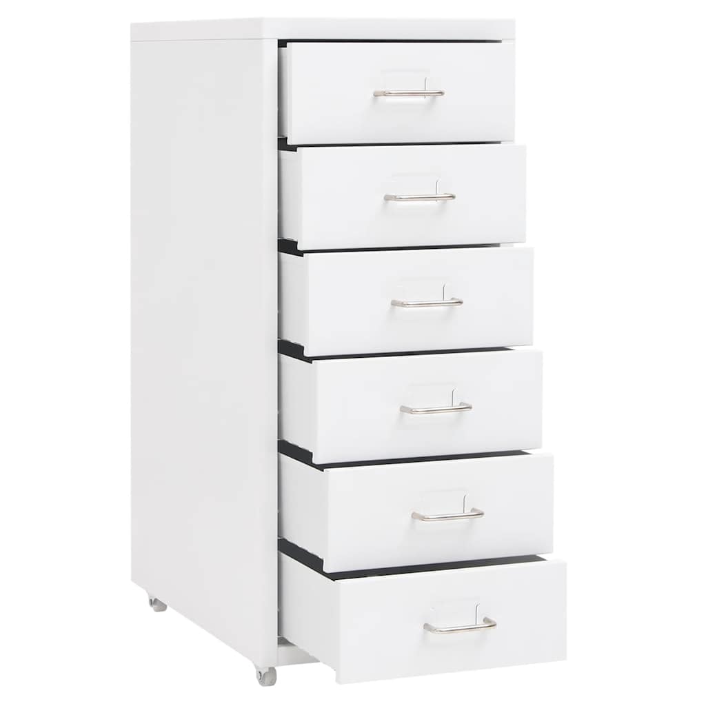 vidaXL Mobile File Cabinet White 28x41x69 cm Metal 5