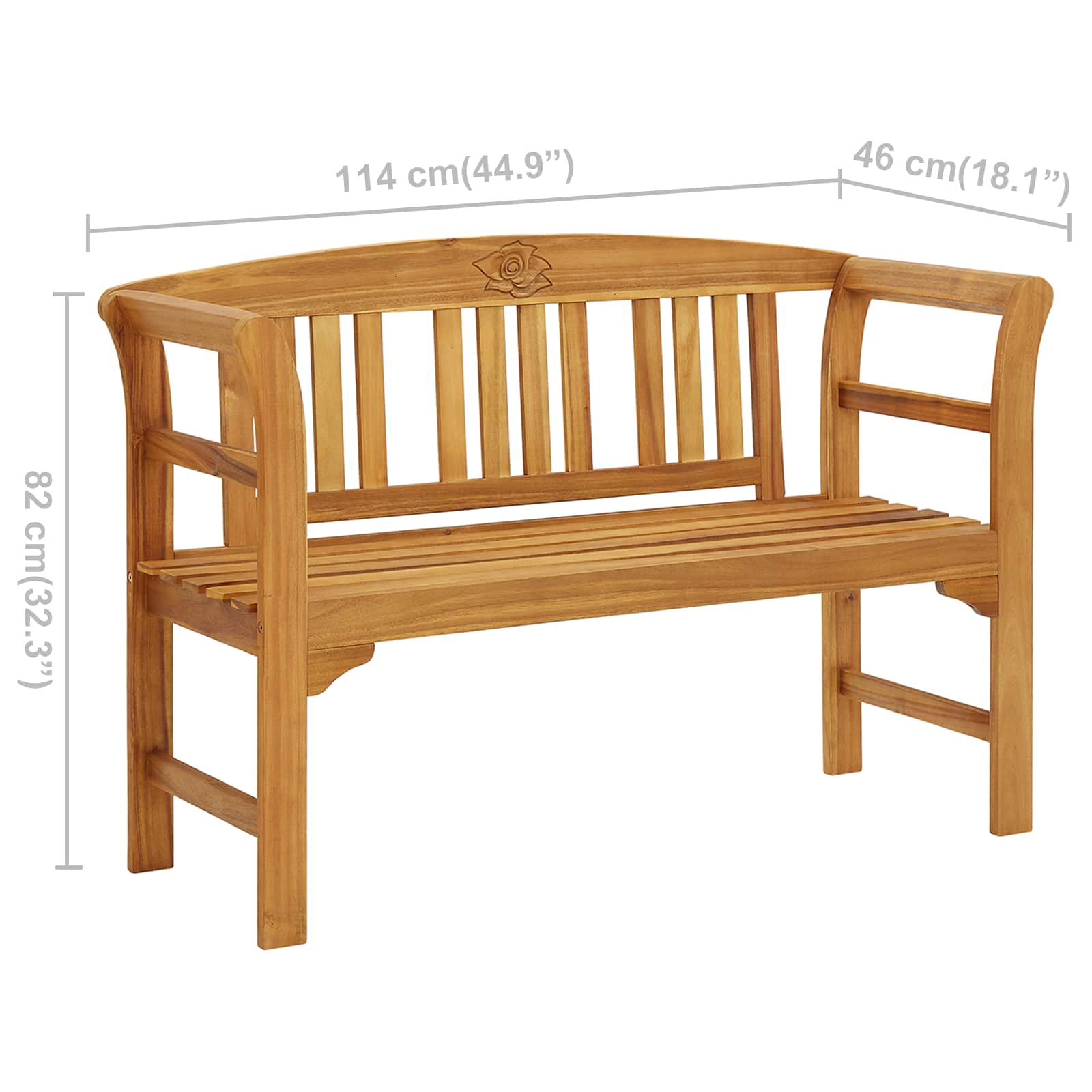 316497 vidaXL Garden Bench 114 cm Solid Acacia Wood 6