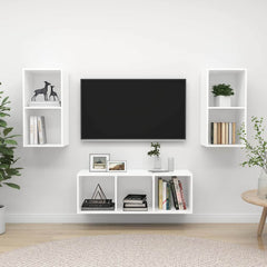 3 Piece TV Cabinet Set Engineered Wood White