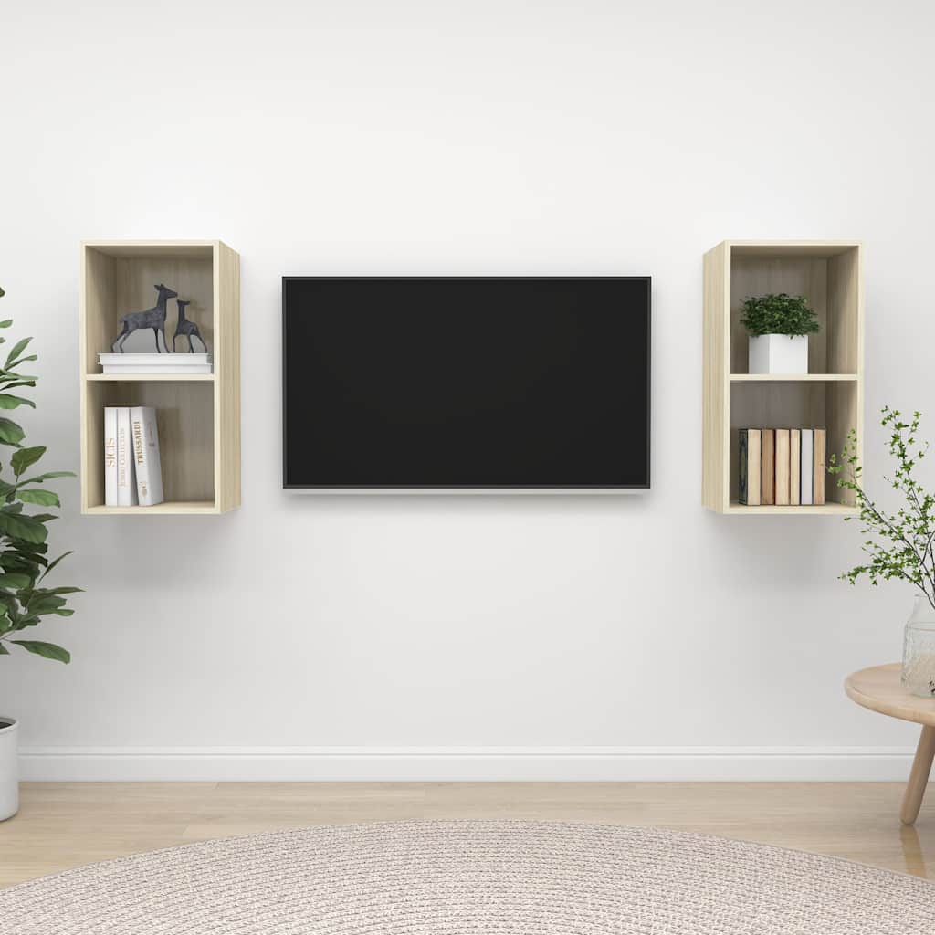 vidaXL 2 Piece Wall-mounted TV Cabinet Set Engineered Wood